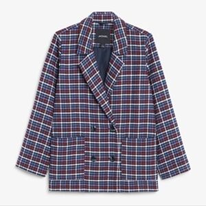 NWOT Monki Double Breasted Plaid Blazer